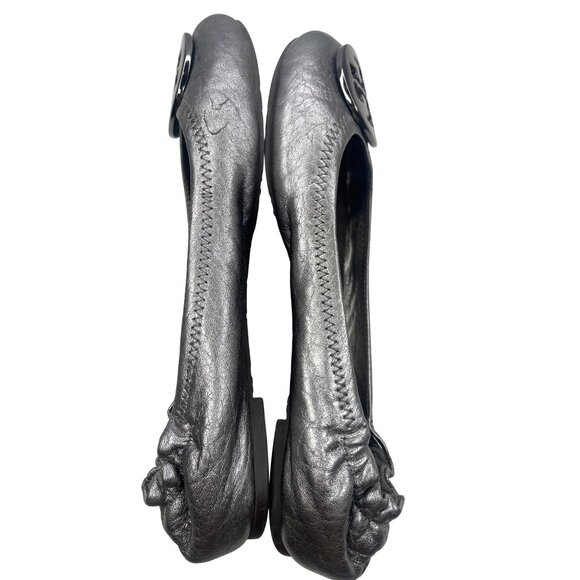 Tory Burch Ballet Flats Leather Silver Color Ladies Size 7 - Picture 5 of 12